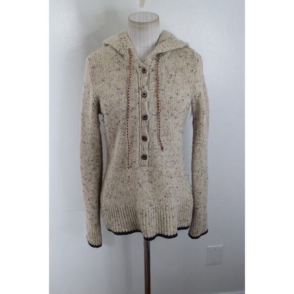 Patagonia Sweater Womens Small Oatmeal Merino Wool Knit Ranchito Hoody Cozy Warm - Picture 1 of 5